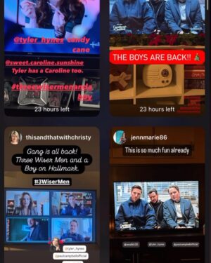 Kimberley Sustad Instagram - Thank you…

For showing us what this movie means to you. The @ mentions. The trending. The reviews. The watch parties. 

To all the journalists whose interviews both video and print can be found online and on YouTube. Included here is just a few, but if you search our names and the film they’ll come up :) we are very grateful for your wonderfully creative contributions to this experience. 🙏🏻🤍

And to our cast, crew and executives whose artistry and support is speaks for itself, thank you. 🤍😊

@the_actor_margaretcolin @milesmarthaller @nicmajorz @fionavroom @erinkarpluk @matthamilton_official 

@terryjohningram @lighthousepicturesbc @russellhfilm @kimberleysustad @paulcampbellofficial 

@jenkhallmark @mrsjp24 @lhdhallmark 

Encore presentation of Three Wiser Men and a Boy 
Today at 6pm EST on @hallmarkchannel 

From the wiser men family to yours, happy holidays 🤍🎄
🥾🥃✨