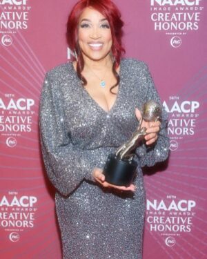 Kym Whitley Instagram - Winners! @twofunnymamas @sherrieshepherd @kymwhitley THANK YOU @naacpimageawards and OUR FANS! @instadenman and #sheilaethridge for 5 years of fun! @sherrieshepherd missed last night because she was working in Detroit! The night was magical and we look forward to bringing you another year of joy!! I we thank you again, our father in heaven for letting our gifts shine 🙏🏽. Glam: stylist @flutterdesigns  dress @badgleymischka  Hair @angiehairstyles  makeup @ilene.gama  #twofunnymamas #podcast #youtube  #naacpimageawards #comedians #talk THANK YOU @sibleyworld getting me through it all❤️