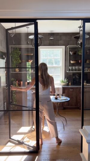 Lauren Liess Instagram - Glassed in pantry of our dreams! ✨ design by Lauren Liess & Co. | furniture from my collection with Woodbridge | Built by @carrmichaelconstruction | cabinets by @uniquekitchensandbaths #foxvalefarm