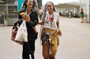 Liya Kebede Instagram - @voguemagazine commuting in style back to werk and college 🙄☺️ @raeekebedeofficial 
Photographed by @arnold_daniel, styled by @sarrjamois, makeup by @susiesobol, hair by @joeygeorge, nails by @nailnori @boomproductions  @morgansenesi @dnamodels @kylehagler