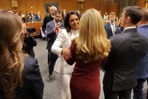 Marla Maples Instagram - So proud of @TulsiGabbard for embodying the strength, grace, and wisdom to serve as our Director of National Intelligence. Her 22 years of dedication—both in office and in uniform—speak volumes about her unwavering commitment to this country.

The moment before Tulsi’s hearing began, I felt a powerful desire to come together in prayer. It was one of my favorite moments, sharing that space with @danicapatrick, @sagesteele, and @setemagali—bright souls supporting Tulsi on this important journey. All of us so very honored to stand with her.  Be sure and look at the grace & kindness Tulsi holds as you go through the 5 slides