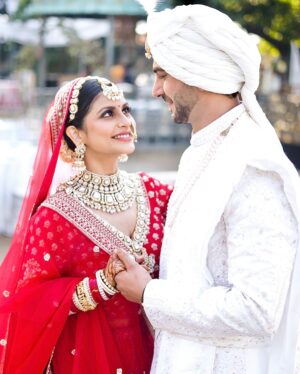 Megha Chakraborty Instagram - “Our dream wedding outfits brought to life by the incredible team at @adyaaye_official ✨❤️

Megha’s stunning lehenga and my regal sherwani were nothing short of perfection—crafted with elegance, detail, and so much love. Adyaaye truly made us feel like royalty on our special day! 👑

Thank you for making our vision come true and for adding so much beauty to our celebration. Highly recommend Adyaaye for anyone looking to make their big day unforgettable!

Beautiful captured by : @focusweddingphotographers 
MUA : @nehaadhvikmahajan 
Outfits : @adyaaye_official 

#Adyaaye #WeddingOutfits #DreamComeTrue #SahilMeghaWedding #mehil