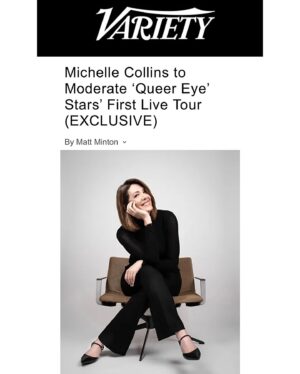 Michelle Collins Instagram - To say I’m excited and honored to be opening for and moderating the first @queereye tour is an UNDERSTATEMENT. I love this show, this crew and what they do and this is going to be unforgettable! Lots in store. Swipe for the tour information. I’m literally over the moon.

A big thanks to my friend @jellepieterdeboer for this fabulous photo which could also easily announce my psychotherapy sitcom. See you next month @jvn @tanfrance @karamo @jeremiahbrent & @antoni 🥰🥰🥰
