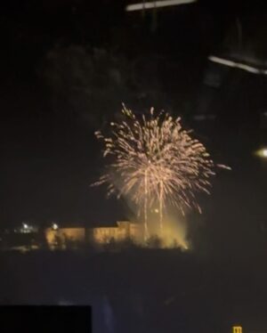 Michelle Collins Instagram - Happy New Year from me aka Ljubljana Grande, this spectacular fireworks show, the chaos of my TK Maxx 29” spinner, and my sequined dress which cut into my skin like 1,000 razor blades ❤️🎉🥂 Highly recommend Slovenian NYE by the way, we’ve had the best time 🇸🇮 here’s to all the best things in 2025 let’s manifest as a family!!