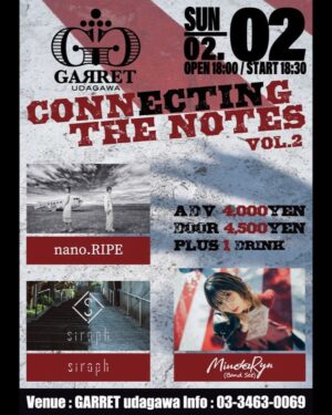 MindaRyn Instagram - ／＼／＼／＼／＼／＼
イベント出演決定！！
＼／＼／＼／＼／＼／
CONNECTING THE NOTES VOL.2
Act : nano.RIPE / siraph / #MindaRyn (Band Set)

ไลฟ์แรกของปีนี้!
รอบนี้เป็นฟูลแบนด์ด้วยนะ
เปิดขายตั๋วแล้วค่าา

Next live in Japan!
WITH FULL BAND!!
Ticket is now available!

次の日本でのライブ！
そしてフルバンド！！
チケット発売中です！

詳細はこちら
mindaryn.com/news/ctnv2

w/nano.RIPE | siraph

🗓️2025/2/2(日)
📍渋谷GARRET udagawa
🎫 t.livepocket.jp/e/fanii