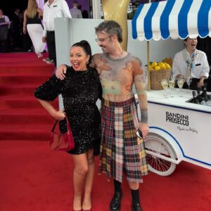 Myf Warhurst Instagram - We’re at the #AACTAs and I’ve been outshone already by my prom date @rowdiewalden who’s wearing vintage @jeanpaulgaultier BOTTICELLI MESH and @commes.des.garcons CULOTTES OMG and I am here for it. My dress is @majeparis if anyone cares