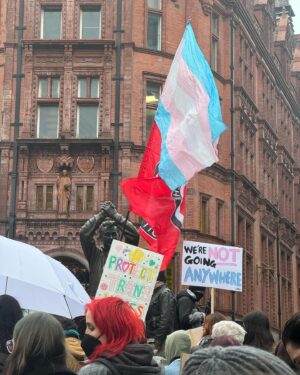 Nadia Whittome Instagram - Nottingham has a proud history of solidarity. We look after each other and we don’t fall for con artists playing divide and rule. 

So, in our hundreds, we showed Kelly Jay Keen’s small anti-trans march that their views are not welcome on our streets.

They’re lying about standing up for women: all they’re advancing is patriarchal gender roles and the growth of the far right. Their movement is a danger to trans people and all women.

Thank you to @nottinghamagainsttransphobia and to every single person who came, drowning out their hatred with our solidarity.