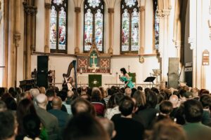 Natasha Khan Instagram - ‘The Dream of Delphi - Harp Visions’ began at this church performance I did with Lara Somogyi @laraharp, recreating songs from my album with her beautiful harp artistry.

The full collection of songs is coming this Friday 🕊️