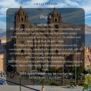 Nathalie Kelley Instagram - Travel with @natkelley to Peru 🇵🇪 

📅 21 – 27 March 2025 
🏔️ Peru 

Join actress and activist Nathalie Kelley on a transformative seven-day journey through the breathtaking landscapes and rich culture of Peru. This adventure is more than a trip—it’s a meaningful exploration of sustainable travel, ancient traditions, and connecting deeply with the land and its people. 

From the vibrant city of Cusco to sacred sites like Tipon, the Sun Gate, and the awe-inspiring Machu Picchu, this journey combines stunning mountain treks, cultural exchanges with local communities, and unforgettable moments of connection. Share meals, ceremonies, and traditions with the Quechua people as you honor the land and its heritage. 

💰 Pricing:
Twin Room: $4265 USD (Deposit: $465) 
Private Room: $4665 USD (Deposit: $465) 

🔗 Book now using the link in our bio or at: www.aweventurer.com/travels/natperu](www.aweventurer.com/travels/natperu 

✨ Swipe to see the full itinerary! ✨ 

#perutravel #trek #sustainabletravel #macchupicchu #grouptravel
