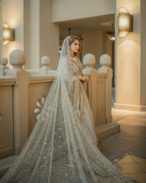 Neelam Muneer Instagram - Wherever we are destined to go - to the midst of the crowd or its at the end of the world, I will follow you!🤍♾️
MUA: @sanasarahsalon x @stylebywardakayani 
Jewellery: @nationaljewellersofficial x @stylebykiranraza 
Outfit: @parniyaanbyayesha 
Groom outfit: @edgerepublicofficial 
Photo: @abdulsamadzia