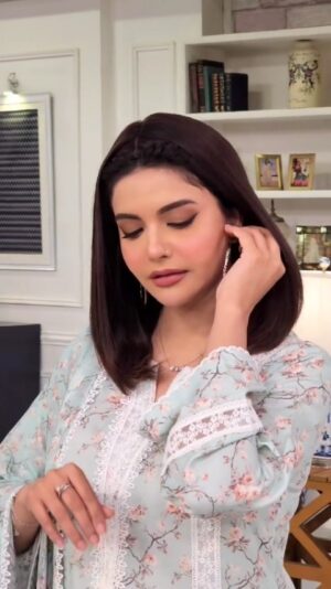Nida Yasir Instagram - Mint luxury swiss lawn with chicken pants and chiffon duppatta gives a fresh vibe in this summer.
@ynida.clothing