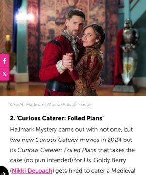 Nikki DeLoach Instagram - Over these last three months, we’ve had the gift of connecting with so many of you. We were blown away by your love of Curious Caterer and your desire and requests for more and more. It is such a joy to bring these movies to life for you and we hope we can continue to do so. 

Thank you @usweekly for selecting Curious Caterer: Foiled Plans as the #2 best movie on @hallmarkchannel in 2024. And thank you to our audience for continuing to make our series #1 in your hearts. 

We are so grateful for the way you continue to shine love our way. 

xoxo

Goldy and Tom

All five Curious Caterer’s are now on @hallmarkplus! Happy streaming, everyone!
