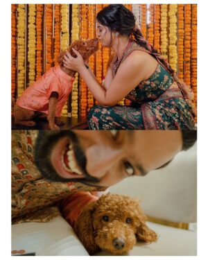 Nishtha Gandhi Instagram - Mehendi moodboard: Prints, hues of green, laughter in every frame, tears in some and a cute furry friend stealing the show. Just some of the images that made my mehendi how it was ♥️
Photos: @weddingrams 
Bride’s outfit: @kalista.official 
MUA: @sanyaamanocha 
Mehendi: @lalitbridalmehandiartist 
Jooti: @5_elementsbyradhikagupta 
.
.
.
#mehandi #mehendioutfit #shaadikaseason #punjabiwedding #weddingrituals 
#vintageaesthetic #indianweddinglook