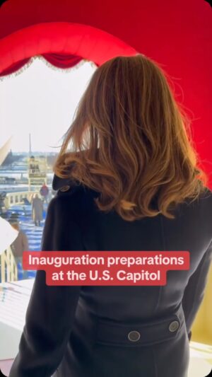 Norah O'Donnell Instagram - Early look at the inaugural platform, where Donald Trump will take the oath of office on Monday. #inauguration #2025