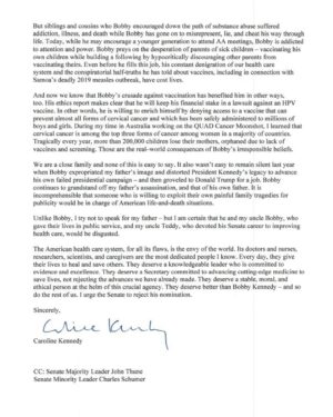 Norah O'Donnell Instagram - Caroline Kennedy, the cousin of Robert F. Kennedy Jr., sent a blistering letter to senators on Tuesday — a day before his confirmation hearings — that described him as a “predator” whose actions “have cost lives.”

In the letter, the former ambassador to Australia urged senators to reject his nomination as health and human services secretary, alleging that he “preys on the desperation of parents and sick children,” as well as his own family members. Go to the link in bio for more.