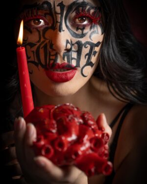 Parvati Melton Instagram - If you think I’m dangerous with my heart, you should see me without it. 💉🩸Kisses like venom, touch like sin.🕷️💋 ♠︎♤♧♣︎♠️♥️♣️♦️♠︎♤♧♣︎🃏 📸 @janettetank 🎨 @morganmystique 🏢 @cobaltstudiospdx
