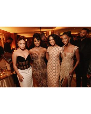 Pepi Sonuga Instagram - A dream come true. ✨ The premiere of The Six Triple Eight is here, and I’m overwhelmed with gratitude to be part of a film that tells such an important and powerful story. To stand alongside this incredible cast and filmmakers, and honor the legacy of these heroic women is a privilege I will carry with me forever.

Six Triple Eight is in select theaters starting today! 🖤 Check out my story to see where you can watch it near you. I can’t wait to hear your thoughts and share this journey with you. 💫

Styling: @itsamandalim @lucakingston 
Hair: @shaylinjoneshair 
Makeup: @bobbierileybeauty 
Photographer: @imashnguyen 
Party Photos: @emiliomadrid
Carpet Photos: @gettyimages 
Gown: @rafikzakidesigns 
Clutch: Zhina L’afshar 
Heels: @gedebe 
Earrings: @kallatijewelry 
Necklace, bracelet, and ring: @shycreationfinejewelry 
🩷