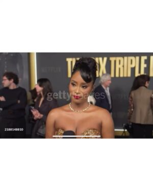 Pepi Sonuga Instagram - A dream come true. ✨ The premiere of The Six Triple Eight is here, and I’m overwhelmed with gratitude to be part of a film that tells such an important and powerful story. To stand alongside this incredible cast and filmmakers, and honor the legacy of these heroic women is a privilege I will carry with me forever.

Six Triple Eight is in select theaters starting today! 🖤 Check out my story to see where you can watch it near you. I can’t wait to hear your thoughts and share this journey with you. 💫

Styling: @itsamandalim @lucakingston 
Hair: @shaylinjoneshair 
Makeup: @bobbierileybeauty 
Photographer: @imashnguyen 
Party Photos: @emiliomadrid
Carpet Photos: @gettyimages 
Gown: @rafikzakidesigns 
Clutch: Zhina L’afshar 
Heels: @gedebe 
Earrings: @kallatijewelry 
Necklace, bracelet, and ring: @shycreationfinejewelry 
🩷