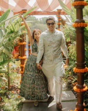 Prajakta Koli Instagram - 🌻
…
@vrishankkhanal and I are wearing custom @anitadongre ♥️
Jewels - @anitadongre 
Makeup by @shrushti_birje_23 
Hair by @sujata_hair 
Styled by @aakrutisejpal 
📷 by @the_wedding_files
@planwith.tdt