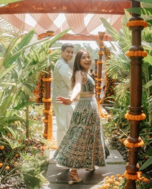 Prajakta Koli Instagram - 🌻
…
@vrishankkhanal and I are wearing custom @anitadongre ♥️
Jewels - @anitadongre 
Makeup by @shrushti_birje_23 
Hair by @sujata_hair 
Styled by @aakrutisejpal 
📷 by @the_wedding_files
@planwith.tdt