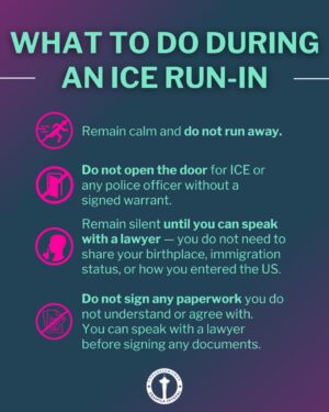 Pramila Jayapal Instagram - Regardless of your immigration status, you have rights.

 As reports of ICE raids increase across the country, make sure you know your rights and share them with neighbors, friends, and loved ones. And as always, my office is here to help.