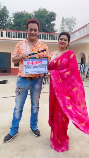 Rachana Singh Instagram - On Set 🎥🎞️ Film - Sankuntala ⭐️💚💚🎬