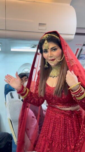 Rakhi Sawant Instagram - We recently had, Ms. Rakhi Sawant, on board! 
Her love story takes a new turn as she gets all dressed up as a bride, ready to tie the knot. 
What happens next is beyond exciting! Stay tuned to witness her wedding moments aboard Fly High Flight—filled with real emotions and unexpected surprises!
Mua by - @lavish_by_nargis 
#flyhighinstitutenagpur #rakhisawant #cabincrew #flightscenes #yourdreamourmission