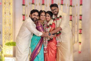 Ramya Pandian Instagram - My little brother @parasu_pandian got married, but to me, he’ll always be my 6-feet-tall baby😘 It’s hard to put into words how happy I feel….he has always been such a wonderful child that we often wondered, ‘How can a kid be this mature and never troublesome at all?’ He has made us proud every step of the way and has now grown into a man of great values.

And for his beautiful heart, God has gifted him the bestestttt life partner our sweet Aishwarya @just.aish.things . Our family is beyond happy to have an angel for our gem♥️ Aishu, we love you, and we love your family even more! Can’t wait to create endless happy memories together as one big family♥️♥️😍😍🥰🥰😘😘💃🏻💃🏻

Heart is so full.
Wishing my dear sweethearts a lifetime of love and happiness! ❤️

HAPPY MARRIED LIFE♥️

@shanthyduraipandiyan 
@lovel.dhawan 
@tripurasundari_12 
@wherenxt.dxb 
@gowtham.ags 

#family #wedding #fun