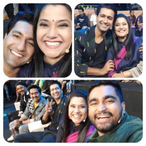 Renuka Shahane Instagram - #GovindaNaamMera what fun we had promoting our film 💃💃❤
Govinda @vickykaushal09 , Govinda ki ma ( moi) Govinda ka bevakoof dost @ameyzone Govinda ki biwi ka boyfriend @viraj_ghelani and our ringmaster @shashankkhaitan who kept a not-so-strict watch over us. Missed Govinda ki hotty biwi @bhumipednekar and Govinda ki naughty girlfriend @kiaraaliaadvani 
😊😁😎
So dekhneka....bhoolneka nahi
16th December on @disneyplushotstar @karanjohar @apoorva1972 @ajit_andhare 
@viacom18studios @dharmamovies
@mentor_disciple_films @sonymusicindia