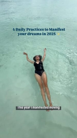 Roshni Chopra Instagram - Make 2025 count - start doing these 4 practices  daily , they’ve changed my life ♥️✨ and trust me when I say - it works like Magic .
1. Meditate - sit in silence first thing in the morning for 10 minutes , if you prefer guided meditation start with something on YouTube (I love the 15 minute transformation meditation my @drjoedispenza )
2. Visualisation- here’s where the magic can happen , visualise exactly what you want and how it will make you feel. (The feelings are the key ) 
3. Gratitude - I like to write mine down every morning but also remind myself many times in the day - so much that it becomes a habit . If you align with the vibration of gratitude the universe gives you more experiences that make you feel grateful 
4. Journaling - write it down - your goals in present tense and how you feel when they come true. I’m revisiting the ones ali write for 2024 and I can’t tell you how many things have happened EXACTLY or even better than I envisioned .

#mondaymotivation #rorituals #manifestation #goals #2025