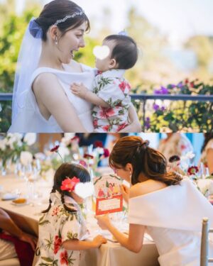 Saeko Kamimura Instagram - .
昨年の12月、沖縄で家族だけの結婚式を挙げました。
当初は白無垢の写真撮影のみの予定でしたが、これまで育ててくれた親への感謝を形にしたいと思い、家族旅行を兼ねた少人数の式を開くことにしました。

先日千葉の実家に帰ったとき、滅多にこのようなことは言わない父が『沖縄、楽しかったなぁ…』と呟いていたのが嬉しかったので、意を決してこの投稿を書いています。

家族だけの結婚式には参加したことがなかったため、盛り上がるか少し不安もありました。しかし、弟や妹（時々姪も！）が司会を手伝ってくれたおかげで、笑顔と涙に包まれる温かな時間に。
アシンメトリーなデザインのドレスは母と選び、ベールは義母が43年前に使った思い出深いものをお借りしました。

両親の涙や幸せそうな笑顔を見て、これまでの数えきれない経験や挑戦を支えてくれた深い愛情を改めて感じ、式を挙げて本当によかったと心から思います。式場はホテルだったので、これからもお互いの両親や家族とともに訪れ、思い出を積み重ねていけたらと思います。