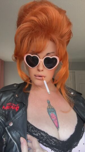 Sara Andrews Instagram - Her name is “Cherry” and she wants cha cha heels for Christmas. 🍒 (LoL at my sad attempt to flick a 🚬 😂)

SOLD 💕

Inspired by @neciashairstyling 

#dragqueen #wig #vintagehair #burlesque #