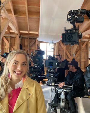 Sarah Dugdale Instagram - Just a nerd getting to do what she loves for a living. I hope you’re loving season 6 of @virginriverseries much as we loved making it. I guess we should start taking bets on how long Lizzie will be pregnant for…? 😜