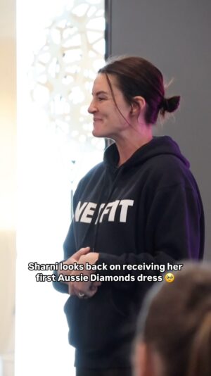 Sharni Layton Instagram - This evening our 2025 tour girls received their uniforms! 2x World Cup Champion, Commonwealth Games Gold Medalist, and former Australian Diamonds captain @sharni_layton looks back on receiving her debut dress 🫶🏻