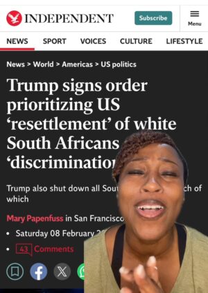 Shola Mos-Shogbamimu Instagram - I would like to thank President Trump for resettling White South Africans as refugees in the United States 👏🏽 #southafrica #cyrilramaphosa #elonmusk #trump