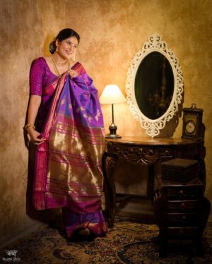 Shweta Shinde Instagram - 💜

Day 9
Colur -  Purple

Makeup by : @sajjanadutal_official @vinuda_makeover 
Asist by : @_unique_girl_1008 

Click by : @frames_by_candid_katha  @just_amar717 

Location : @photowadi_studio_satara 

Jewellery : @rutvi_cosmetic_and_imitation 

#trending #navratr #festival #actress #zeemarathi #instagood #instagram