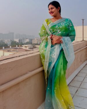 Sradha Panigrahi Instagram - Wearing this beautiful saree from @kikili____collection 💚 . DM to Order Yours 🫶