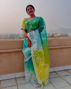 Sradha Panigrahi Instagram - Wearing this beautiful saree from @kikili____collection 💚 . DM to Order Yours 🫶