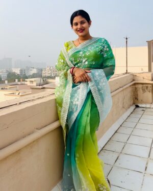 Sradha Panigrahi Instagram - Wearing this beautiful saree from @kikili____collection 💚 . DM to Order Yours 🫶