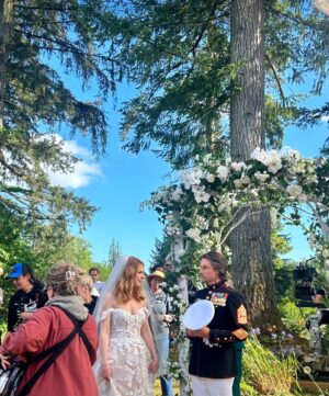 Stacey Farber Instagram - I’ve never really been a wedding gal—never dreamt of walking down the aisle—but I have to admit, I was overjoyed to attend what I still consider the WEDDING OF THE YEAR!!! We celebrated Mel & Jack’s nuptials at a gorgeous, sprawling, twinkle-lit venue that Netflix built from scratch (👀🎬💫💰) on farmland in rural British Columbia, and it was one hell of a party. The cake! Her dress! Those vows! Congrats to the newlyweds and to the millions of Virgin River fans worldwide. I hope you LOVE your long-awaited season 6 binge!! X  #virginriver #virginriverseries #virginrivernetflix