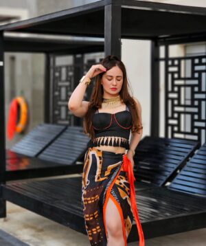 Stephanie Timmins Instagram - "Tribal-tastic" times in Dxb 🖤❤️‍🔥✨️
Cord Set @themissyco 

( Tribal Cord Set,Tribal Print, crop top, printed Skirt, Dubai, travel Diaries. Cord Set)
#cordset #resortwear #Dubai #fashioninfluencer ##travelinfluencer #traveldiaries #summeroutfits #lookoftheday #ootd #ootdindia #SS24 #tribalprint #prints #printedskirt #croptop #feistyfoxtravels #feistyfoxdiaries #indianfashionblogger #Fashion