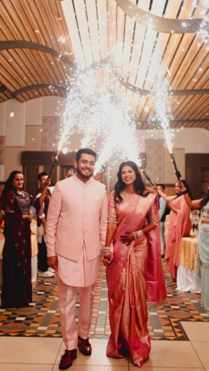 Swarda Thigale Instagram - Once you’ve met the right person, you just know. How could i say no ??? 🤪🥰 
.
.
Thank you to all family and friends for gracing our celebration with their presence and to everyone wished us well 🥰. Can’t wait to start this forever with you @siddharth.raut 😘
.
📸- @girish_katkar_photography 
MUA- @vaibhavi_makeupartist 
Attire- @kalashetramsilks 
Jewellery- @tanishqjewellery 
.
.

#engaged #couplegoals #celebration #happy #blessed #sidfoundhisSwar #instagood #reels #reelsinstagram #reelitfeelit #marathiactress #tararani #bride #bridetobe #groom #brideandgroom #weddingsutra #wedmegood #wmgmarathibrides