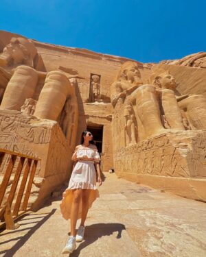 Swati Gandhi Instagram - Beneath the towering statues of Abu Simbel, it feels like standing in the presence of pharaohs. 👑✨ 
#MajesticEgypt #TempleOfRamses #TravelWonders

[Egypt, Abu Simbel, journey through time, time travel, Egyptian History]