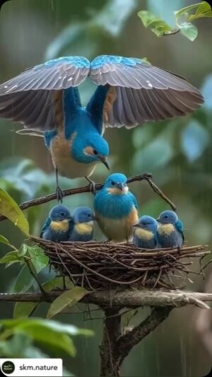 Tara Sharma Instagram - ❤️ 

Real or AI not sure but beautiful 

Posted @withregram • @skm.nature Umbrella Birds with Rain .. #birds #rain #reels