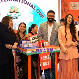 Tara Sharma Instagram - Thank you @kiranjoneja ji and Meghs @tarasharmasaluja for being Guests of Honour at the opening ceremony of the Asian ArmWrestling Cup taking place at @aurikamumbaiskycity and supporting all the athletes ! 
Sorry for the late post…was trying to find a good pic ;)