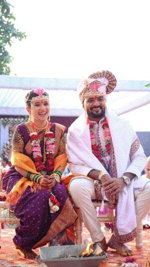 Vaishnavi Kalyankar Instagram - "A companionship for lifetimes, today begins a new chapter!"♥️

@kiran_gaikwad12
@vaishnavi.kalyankar.96

Makeup by @mansimakeupstudio_ 

#marathiwedding #marathi #marathimulgi #maharashtra #wedding #marathibride #weddingphotography #marathistatus #marathitradition #marathiculture #marathiactress #pune #bride #marathimulga #love #marathitroll #ig #marathikavita #photography #indianwedding #marathistars #maharashtrianbride #marathiactors #trending #mumbai #wedmegood #marathifilm #marathimotivational #marathijokes #maharashtrianwedding