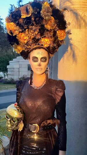 Veronika Mindal Instagram - The transition from Halloween to the Day of the Dead is a special time when the mystical atmosphere deepens with profound meaning. My transformation into the essence of Santa Muerte highlights this connection, as she embodies not only death but also protection, guardianship, and wisdom. Santa Muerte is revered by many as a powerful and enigmatic figure to whom people turn for help, protection, and healing. By embodying her, I emphasize that death is not the end but a transition to another form of existence, deserving of respect and reverence. Let this portrayal be a symbol of mystery and strength, bridging different traditions and revealing new facets of understanding life and death. 
.
.
.
.
Photo by @tetyblizzart 
#actress #model #creativedirector #singer #SantaMuerte #Halloween #witch #magic #witchcraft #wizards #lordoftherings #ringofpower #songwriter #scriptwriter #Hollywood #LosAngeles #NewYork #creativeadvisor #fashion-music-film  ##talent #artist #Instagram #Instastyle #tattooedgirl #Insta #style #outfit #fashiondesign  #veronikamindal