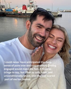 Victoria Spence Instagram - I share this knowing there are more of you out there who are too scared to love with your whole heart because you're scared of how much it will hurt if somebody breaks it. & I don't just mean partners, I means friendships and practically everyone you meet. 

& the truth is, people will do you wrong and break your heart, and leave when they promised they never would, but if you close your heart because you're scared of those people, you'll miss out on the ones who are here to stay. The ones who want to love you with their whole heart through the good, bad and the ugly.

Healing this part of me and learning to say I need people, has been a hard journey, but its been worth it🫶🏻 #avoidantattachment #engagement #love