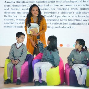 Aamina Sheikh Instagram - Early Years Summit 2025
'Winds of Change' 

My objective was to demonstrate an interactive storytelling session with a group of children. A technique i use, that works like magic, is turning the spotlight on the child or children listening, luring them into the story with fun antics, asking questions so they feel and emote what the characters of the story are experiencing. 

The book i chose to reenact is my own children's hot favorite, 'The Day The Crayons Called It Quits'. In this wonderfully crafted narrative, a set of crayons write very expressive letters to their young owner, Duncon. They express weariness, grief, anger, concern, happiness, anxiety, enthusiasm, love and a whole range of emotions with belly tickling wit and humor. As i opened each page of the letters, the voice of the crayons became that of the children -- their empathy for the crayons heightened, and they heard their own voices heard. This with a receptive audience of academics, the hall came alive with imagination, curiosity, life lessons and laughs! 
It was pure joy for us all ! 
.
.
'The Day The Crayons Quit'
Written by Drew Daywalt
Illustrated by Oliver Jeffers
.
.
Thank you @tcssro for the opportunity and a day well spent!
.
.
.
Styled by @alayah_by_aniqah
Wearing @malihastudio
Hair & Makeup @ikramgoharofficial