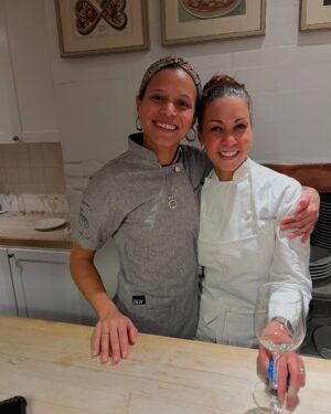 Adrienne Cheatham Instagram - Tuesday night was magical! (And made me miss being in restaurants 🥲) I’m so honored to have been a part of this event for the @jacquespepinfoundation and @beardfoundation sharing a kitchen with @lerouxeddy @danielboulud @chefgabrielkreuther @jacquestorres 

Our host @marvasmalls brought together an incredible group of people around the table that are all excellence personified and it was an honor to cook for them (during Black History Month no less). 
Sharing space with the chefs from all the teams, working collaboratively and seeing how much we all have in common was a joy. A special THANK YOU to @lana_cooks for coming straight from the airport to be there with me making sure things went smoothly, @jbfizabela for running the evening so well, and the great students from @iceculinary Abe, Nyaira, and Marven who came with open minds and good vibes to assist and soak up the experience. 

***For those of you who voted in the outfit poll, I went with Option 3 - the blue work jacket look for prep and set up, then did a costume change for service into Option 1 - the classic, crisp white jacket and apron! It felt right and was perfect for the situation. 

#chef #cheflife #jamesbeardhouse #blackhistorymonth